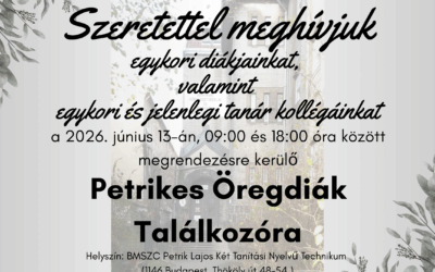 I. Petrikes Öregdiák Találkozó meghívó